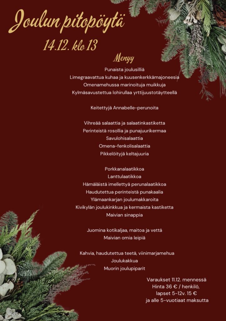 Joulun pitopöytä 2025